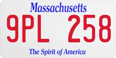 MA license plate 9PL258