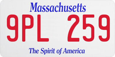 MA license plate 9PL259
