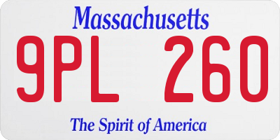 MA license plate 9PL260