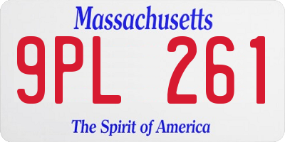 MA license plate 9PL261