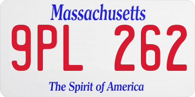 MA license plate 9PL262