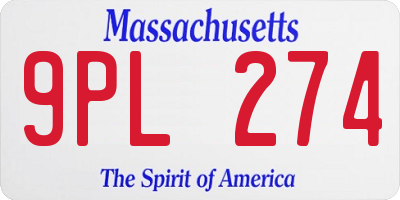 MA license plate 9PL274