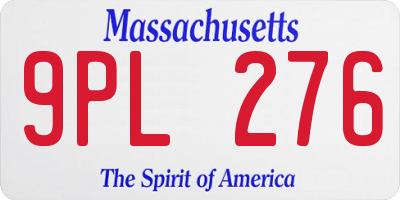 MA license plate 9PL276