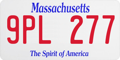 MA license plate 9PL277
