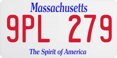 MA license plate 9PL279