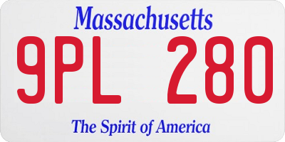 MA license plate 9PL280