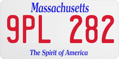 MA license plate 9PL282