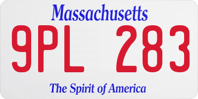 MA license plate 9PL283