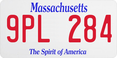 MA license plate 9PL284