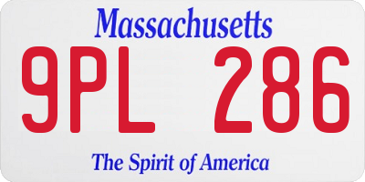 MA license plate 9PL286
