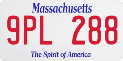 MA license plate 9PL288