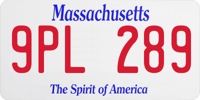 MA license plate 9PL289