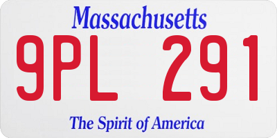 MA license plate 9PL291