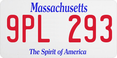 MA license plate 9PL293