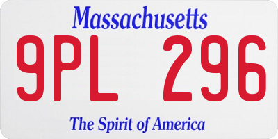 MA license plate 9PL296