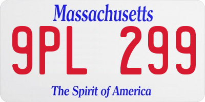 MA license plate 9PL299