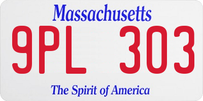 MA license plate 9PL303