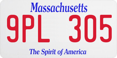 MA license plate 9PL305