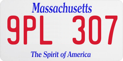 MA license plate 9PL307