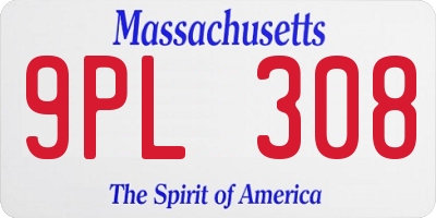 MA license plate 9PL308