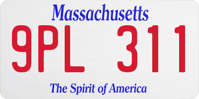 MA license plate 9PL311