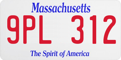 MA license plate 9PL312