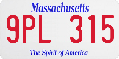 MA license plate 9PL315