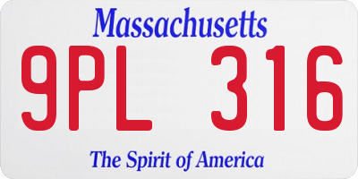 MA license plate 9PL316
