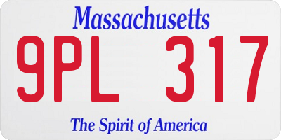 MA license plate 9PL317
