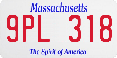 MA license plate 9PL318