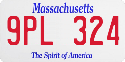 MA license plate 9PL324