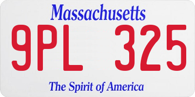 MA license plate 9PL325