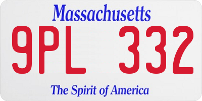 MA license plate 9PL332