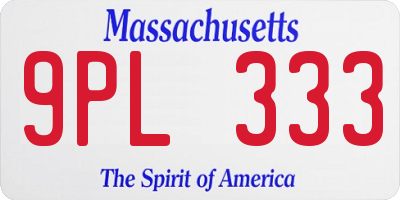 MA license plate 9PL333