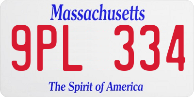 MA license plate 9PL334