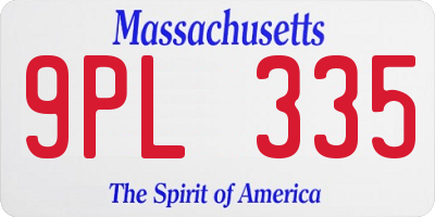 MA license plate 9PL335