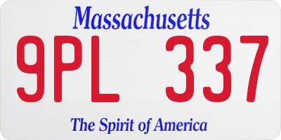 MA license plate 9PL337
