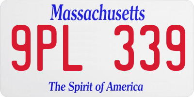 MA license plate 9PL339