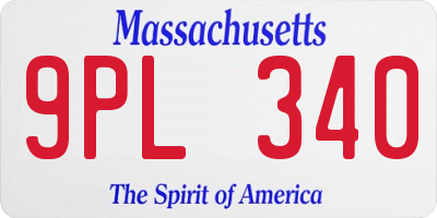 MA license plate 9PL340