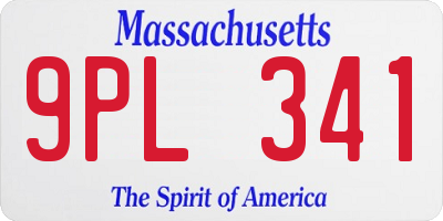 MA license plate 9PL341