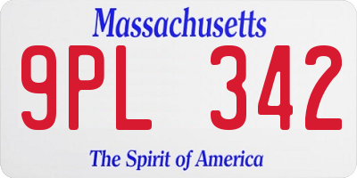MA license plate 9PL342