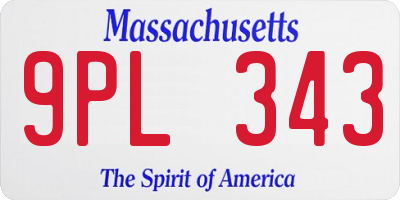 MA license plate 9PL343