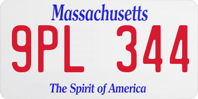 MA license plate 9PL344