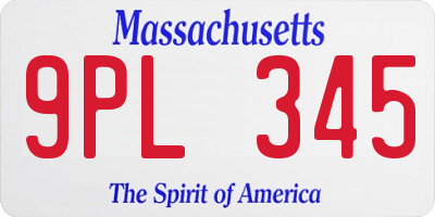 MA license plate 9PL345