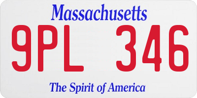 MA license plate 9PL346