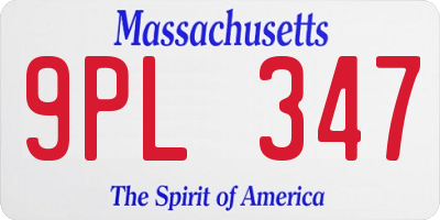 MA license plate 9PL347