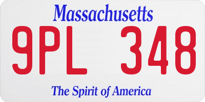 MA license plate 9PL348