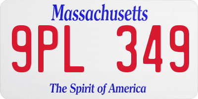 MA license plate 9PL349