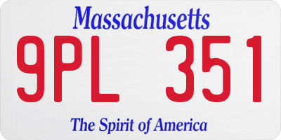 MA license plate 9PL351
