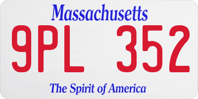 MA license plate 9PL352
